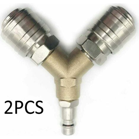 Verbindung Für Kompressor, Druckluftverteiler, 1/4 Druckluftanschluss, 3-wege-schnellkupplung Mit Y-verteiler Und Außengewinde, Schnellverschluss Für Druckluft (set)