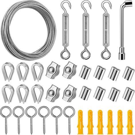 20m Edelstahl-aufhängeseil-set, 2mm Pvc-beschichtetes Edelstahlseil Mit M5-spanner, Bildaufhängedraht Für Outdoor-aufhängung, Kletterpflanzen, Wäscheleine