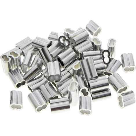 50 Stück Doppelte Aluminiumhülsen, 3mm Stahlseil-hülsen, Klemmen Für Aluminium-schleifhülsen Mit Doppelten Enden, Für Stahlseile, Metallkabel, Silberfarben (3mm)