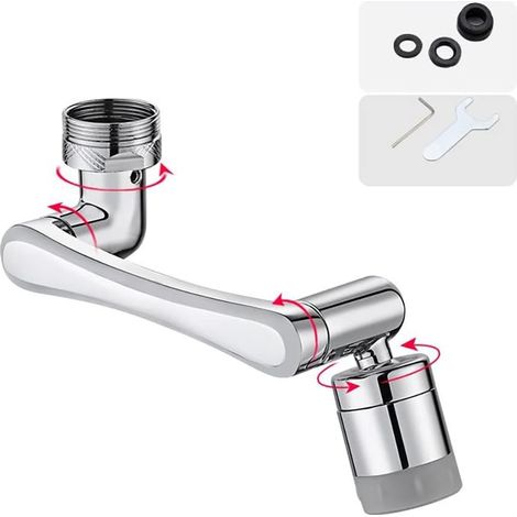 Wasserhahn-luftmischer, Schwenkbarer Wasserhahn-verlängerung 1440°, Wasserhahn-befestigung, 2 Wasserauslassmodi, Universeller Wasserhahn, Messing-diffusor Für Küchen- Und Badezimmerwaschbecken 20/22/2