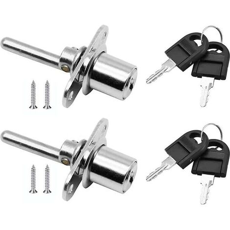 2 Stück, Türschlossschublade Mit Schlüssel Für Möbelschlosszylinder, Durchmesser 16 Mm, Länge 61 Mm (silber)