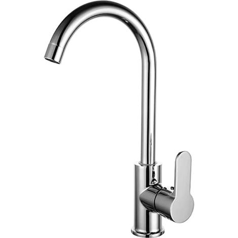 Küchenarmatur Einhebelarmatur Kupferarmatur Loch Für Warm- Und Kaltwasserreinigung Waschbeckenarmatur, Handgebürstetes Silber