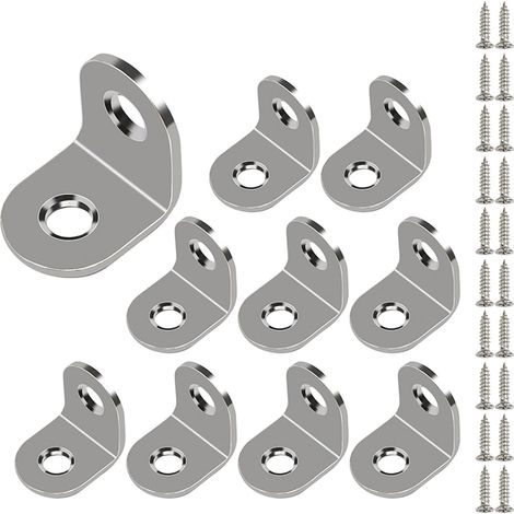 Satz Aus 10 Rechtwinkligen Edelstahl-winkelverbindern, 20 Mm X 20 Mm, L-förmig, Mit Schrauben, Zur Befestigung Von Holzmöbeln