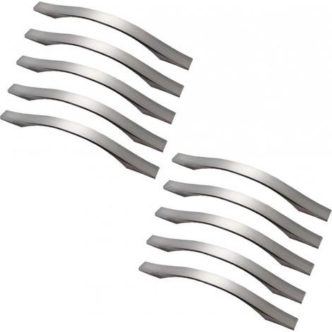 Satz Von 10 Küchenschrankgriffen Aus Aluminiumlegierung, Gebürstetes Nickel, Für Schubladen Und Schränke (lochabstand: 160 Mm)