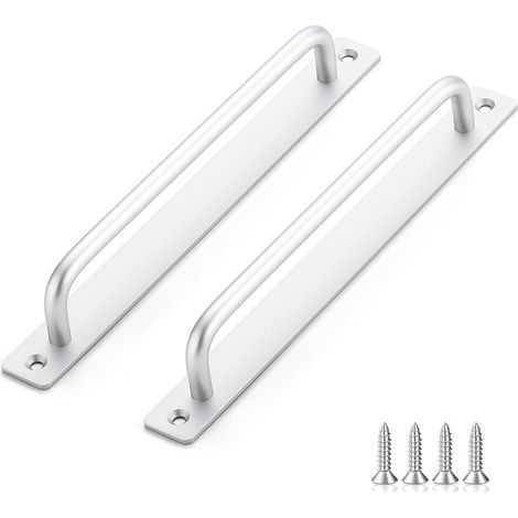Schiebetürgriff, Zweiteilig, 243 Mm Lang, Mit Rückplatte, Aus Aluminiumlegierung, Geeignet Für Möbel, Silberfarben, Inklusive Schrauben