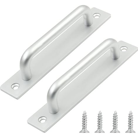 Schiebetürgriff In 2 Teilen, Länge 148 Mm, Mit Rückplatte, Aus Aluminiumlegierung, Geeignet Für Möbel, Silberfarben, Mit Schrauben