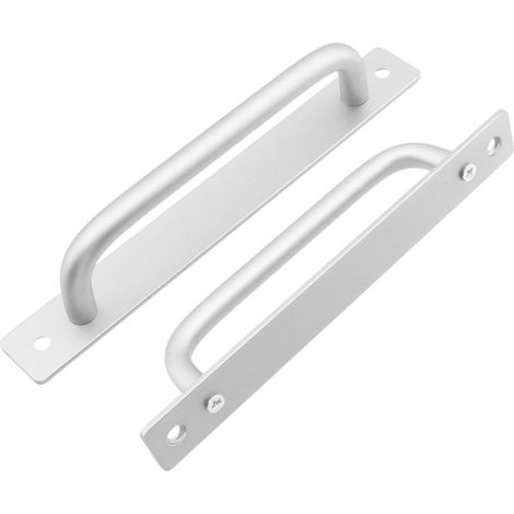 Schiebetürgriff, 2-teilig, Länge 212 Mm, Mit Rückplatte, Aus Aluminiumlegierung, Geeignet Für Möbel, Silberfarben, Mit Schrauben