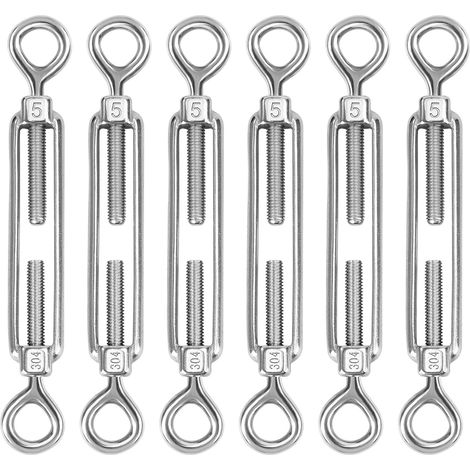 M5 Edelstahl-seilspanner, 6er-pack Verstellbare Ösen-ösen-spannschrauben Aus Massivem Material Für Seile, Kabel, Wäscheleinen, Zaundraht Und Sonnenschutzinstallationen