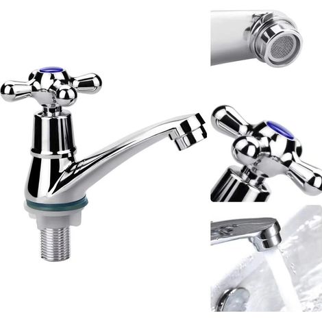 Einhebel-waschbeckenarmatur, Kaltwassermischer, Kaltwasserhahn, Badezimmer-waschbeckenarmatur, Verchromter Garderoben-wasserhahn Mit Kreuzgriff Und Filter