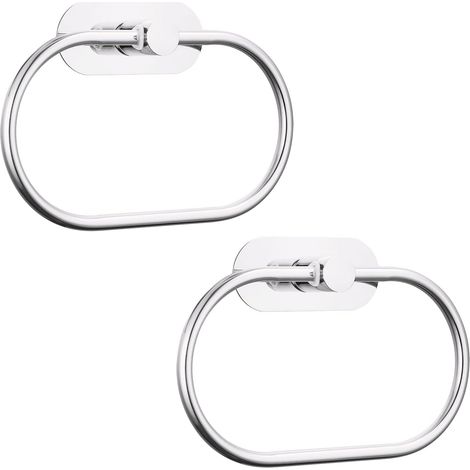 2er-set Selbstklebende Handtuchringe Für Das Badezimmer, Wandmontiert, Edelstahl, Beschlagzubehör, Ohne Bohren, Moderne Runde Handtuchhalter, Chrom