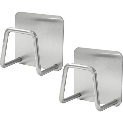 2er-set Selbstklebende Schwammhalter Aus Edelstahl Für Küchenspülen – Wasserdichter Und Rostfreier Küchenorganisator Sus304 (silber)