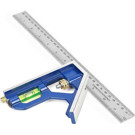 Winkelkombinationsregel, Kombinationswinkel 300 Mm Aus Edelstahl, Kombinierter Winkel Mit Wasserwaage Und Praktischem Anreißer, Ideal Zum Messen Und Markieren