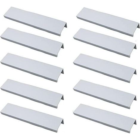 10er-set Griffprofil Möbelgriff Küche - Unsichtbarer Griff, Gebürstet, Silberfarben Aus Aluminiumlegierung, Lochabstand 96 Mm