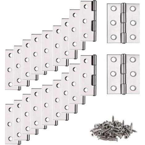 Edelstahlscharniere, 20 Stück Kleine Scharniere (mit 120 Schrauben), Scharniere, Flache Scharniere, Möbelbeschläge Für Wohnzimmerschränke