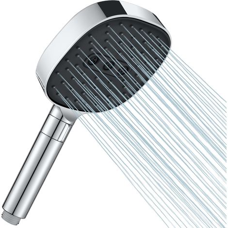 Hochdruck-duschkopf Mit Wassersparfunktion – 2 Strahlarten (regen/tanz) – Silikondüsen Gegen Kalk – Ergonomisches Quadratisches Design – Geeignet Für Bad Und Außenbereich – Chrom