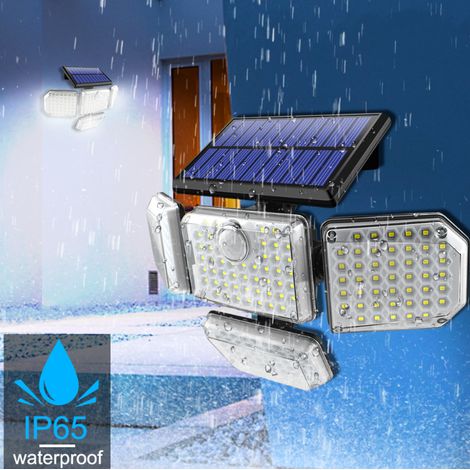 182-led Solar-wandleuchte Mit Vier Köpfen, Intelligente Körper- Und Lichtsensor-außenbeleuchtung Für Den Garten
