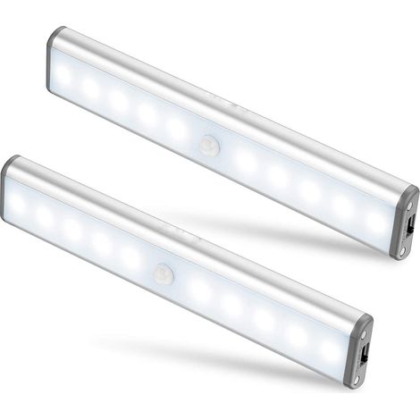 2er-set 10-led-lampen, Kabellos, Usb-aufladbar, Magnetisch, Mit Bewegungsmelder, 2 Lichtmodi, Tragbar. Schrankbeleuchtung, Notfalllampe, Kinder-nachtlicht, Zusatzbeleuchtung … [energieklasse