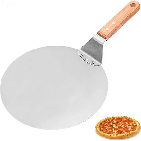Premium-aluminium-pizzaschieber Mit 22 Cm Holzgriff, 25,5 X 25,5 Cm / 10 Zoll, Für Handgemachte Pizza, Raffinierter Aluminium-pizzaschieber, Zubehör Für Den Pizzabackofen