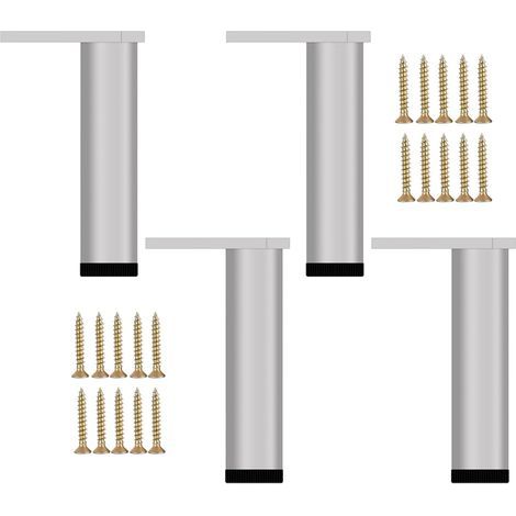 Satz Aus 4 Silberfarbenen Metallmöbelfüßen, Moderne Sofafüße, Ersatzfüße Für Couchtisch, Tv-schrank, Badezimmermöbel Und Bett. Höhenverstellbar Von 25 Bis 25,8 Cm.