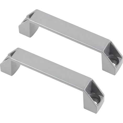 2 Industrielle Schrankgriffe, Lochabstand 180 Mm, Für Maschinentüren, Werkstatt, Garage, Fertigung, Aluminiumlegierung, Silber, Ohne Schrauben