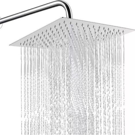 Eine Quadratische, Silberne 8-zoll-duschkopf Mit Einem Einzigen Kopf Und Einer 30 Cm Langen Hebel-druckdusche Für Den Hausgebrauch.