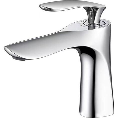 Waschtischarmatur Aus Zinklegierung, Silber-chromfarbener Wasserhahn Mit Waschbecken
