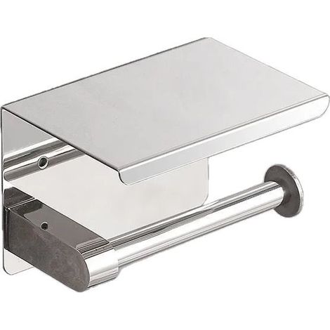 Gebürstete Edelstahl-wand-toilettenpapierhalter Mit Ablage Für Handy, Silberfarben, 1 Stück
