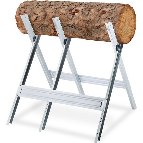 Sägebock, Holz Sägen, Klappbar, Kettensägenständer, Stahl, Hxlxb: 81 X 75,5 X 81 Cm, Silberfarben