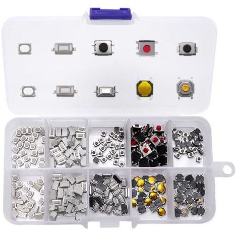 250 Stück 10value Tastschalter Micro Momentary Tact Sortiment Kit, Taster-sortiment, Für Auto-fernbedienungsschlüssel, Mit Kunststoffbox