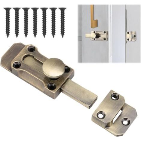 Türriegel, Schiebetür-riegel 3 Zoll (7,5 Cm) Aus Messing, Innen-/außentorverschluss Mit Schrauben Für Fenster, Schrank, Garten (retro-stil)