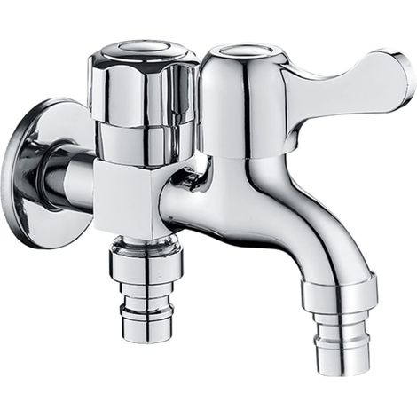 Doppelauslauf-messinghahn, Waschbecken-wasserhahn Für Die Waschküche, Doppelter Badezimmerhahn, Hahn Mit Doppeltem Schlauchanschluss, Doppelauslaufhahn