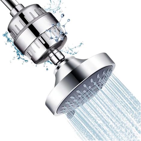 Fester Duschfilter + 15-stufiger Kalkschutz-duschfilter Mit Vitamin C - Hochdurchfluss-duschfilter Zur Entfernung Von Chlor Und Fluorid - Kalkschutzfilter Für Duschköpfe