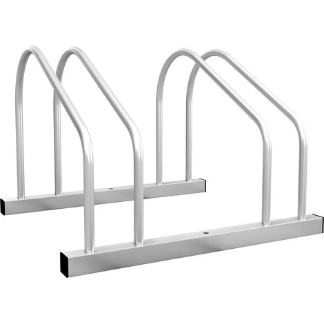 Fahrradständer Für 2 Fahrräder, Fahrradhalterung Zur Aufbewahrung Von Fahrrädern Mit 61 Mm Reifen, Maße: 50l X 34b X 27,5h Cm, Stahl, Silberfarben