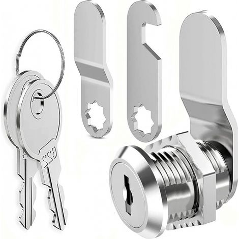 Briefkastenschloss, Sicherheitsschloss Mit Passenden Schlüsseln, Silberfarbenes Metallschloss Mit Nocken, 25 Mm