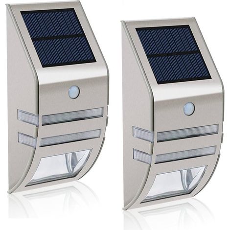 2er-set Led-solarleuchten Von Mianbaoshu – Wasserdicht, Aus Edelstahl, Außen-wandleuchten Mit 90°-bewegungsmelder Und Großem Erfassungswinkel