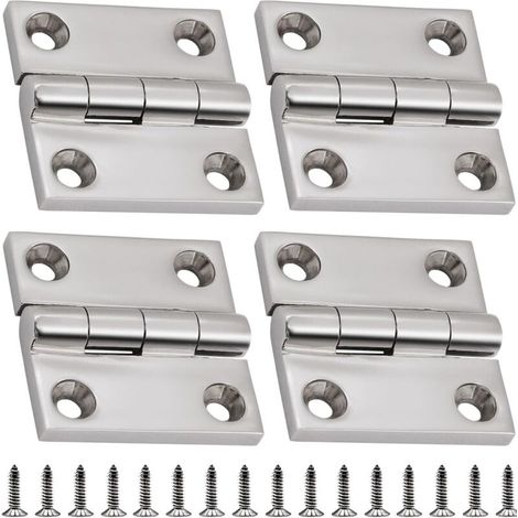 Marine-edelstahlscharniere 316, Robust, Für Bootsluken (50 Mm X 50 Mm), 4er-pack, Mit Schrauben.