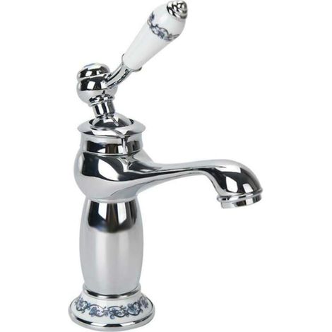 Robinet Vintage Waschbeckenmischer Aus Messing Und Keramik Für Das Badezimmer, Einhebelig (silber)