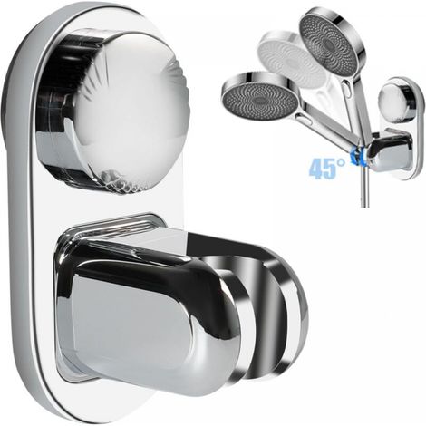 Duschkopfhalter, Verstellbarer Saugnapfhalter, Wandmontage, Abnehmbar, Abs Verchromt, Austauschbarer Duschkopfhalter, Silber