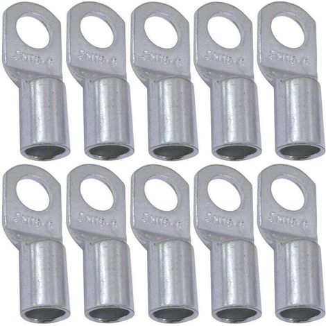 10er-pack Elektrische Ringkabelschuhe, Nicht Isoliert, Ø6mm, Für 16mm² Leiter, Silberfarben