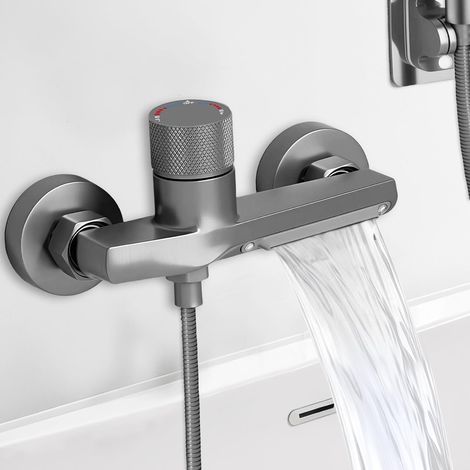 Thermostatische Duscharmatur, Thermostatische Bad- Und Duscharmatur Aus Messing, Badewannenarmatur Mit 2 Wasserauslässen, Thermostatische Duschbatterie Mit Sicherheitstaste (a)