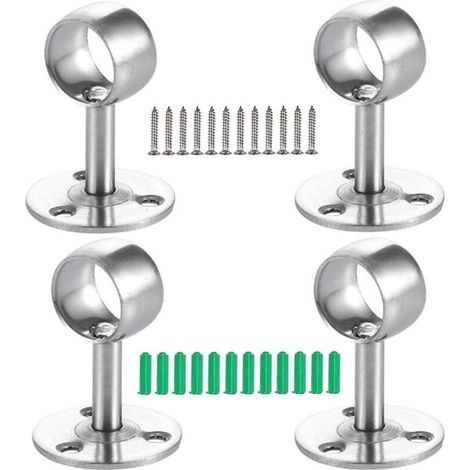 4er-set Kleiderstangenhalter – Edelstahl Silber – Durchmesser 22mm – Höhe 84mm – Stabile 3-loch-befestigung