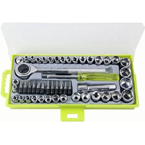 Satz Mit 50 Stecknüssen 1/4" 3/8" Mit Umschaltbarer Ratschengriff, Dr Drive, 12 Sechskant-schraubendrehereinsätze Mit Koffer