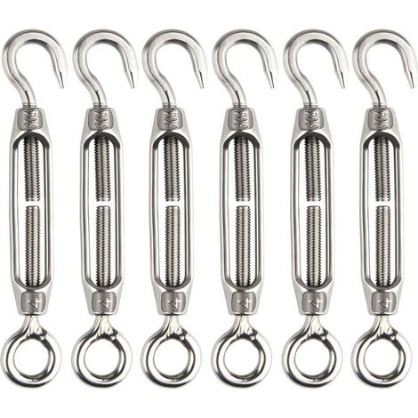 6 Stück Spannschloss M4 Aus Edelstahl, Verstellbar, Haken- Und Ösen-set, Heavy Duty - Liaiki