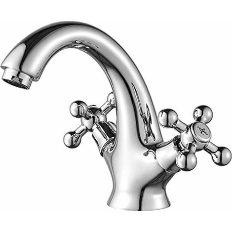 Waschtischmischer, Vintage Badezimmermischer, Verchromt, Silber