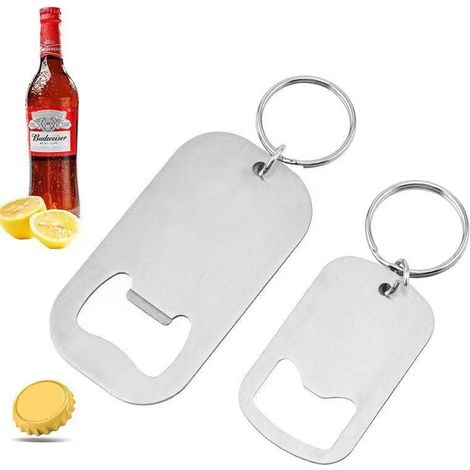 Silberner Edelstahl-flaschenöffner, 2er-set, Bierflaschenöffner, Getränkeöffner, Werkzeug, Schraubendreher, Schlüsselanhänger