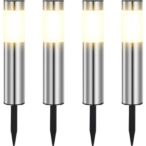 4 Stück Solarlampen Für Den Außenbereich Garten, Solar-außenbeleuchtung Warmweißes Licht, Wasserdichte Solare Gartenbeleuchtung Für Terrasse, Rasen, Gehweg