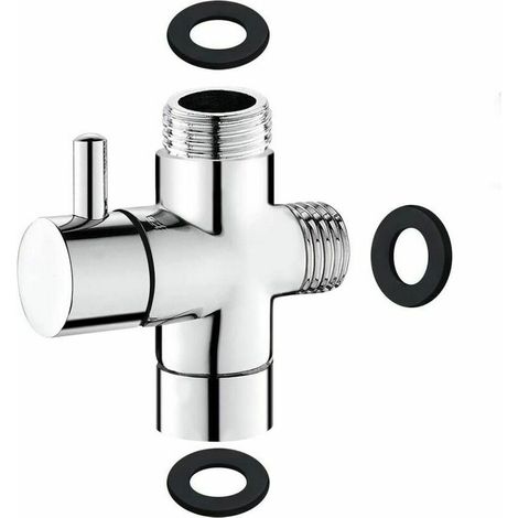 Ventilwege, Massivmessing G1/2 Handbrausekomponenten Duschadapter Umkehrventil Duschesystem Ersatzteil, Chrom Poliert
