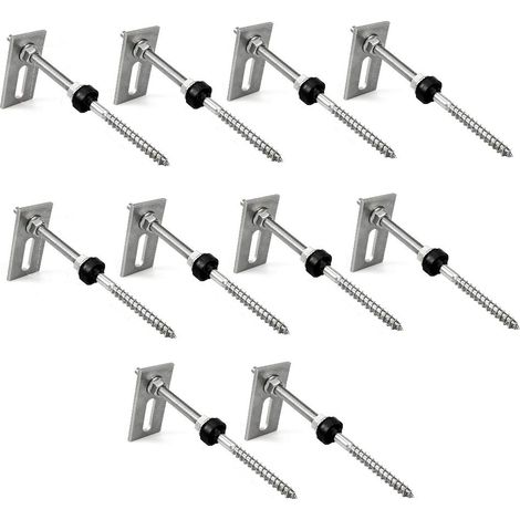 Satz Von 10 Doppeltgewindeschrauben M10 X 200 Aus Edelstahl Mit Adapterplatte Und Epdm-gummidichtung
