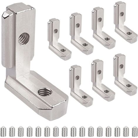 8er-set 3030 Innenwinkelverbinder M6 T-nut 8 - Aluminium - 90° L-förmig - Zinklegierung - Mit Schrauben - Außenwinkel - Für Profile