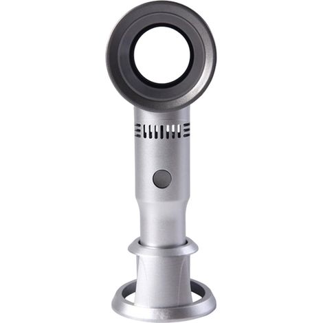 Blattloser Ventilator, Usb 3 Geschwindigkeiten, Tragbarer Mini-lüfter Leise Mit Turbo-ladesystem Und 2000 Mah Akku (silber)